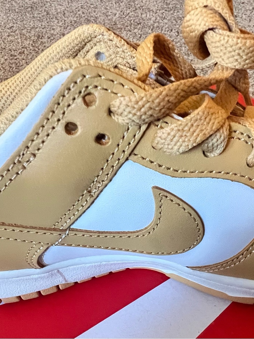 Nike Kids' Dunk honeycomb and White Low-Top Sneakers with Swoosh